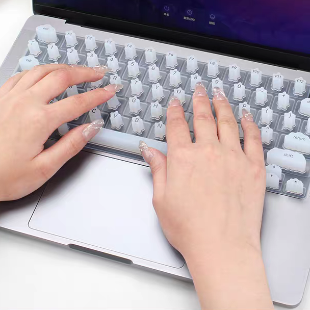 Star-shaped pattern keyboard cover for long nails and manicure safety.