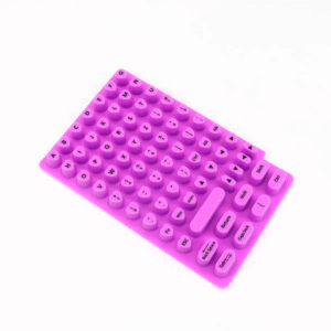 Purple heart-shaped keyboard cover for long nails, designed for comfort and style