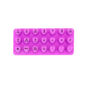 Purple heart-shaped keyboard cover for long nails, self-adhesive design