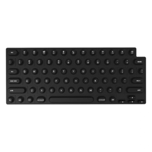Top-down view of black keyboard cover designed for long nails