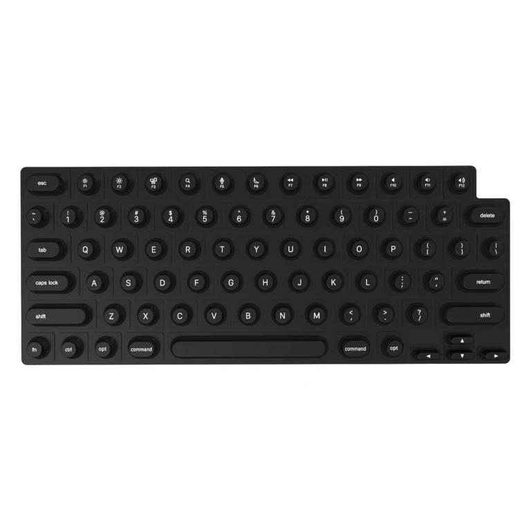 Top-down view of black keyboard cover designed for long nails